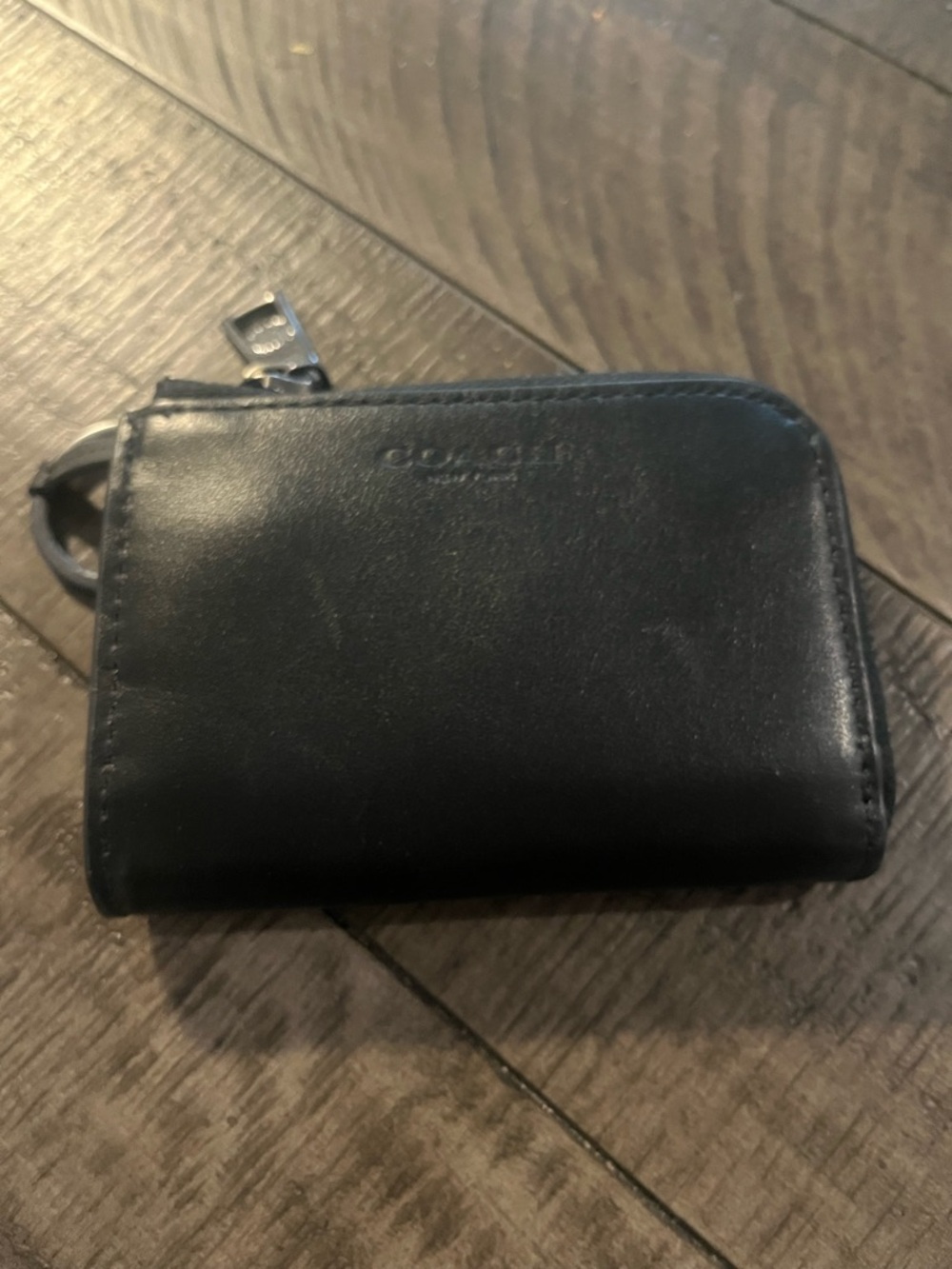 Coach Black Leather Zip Key Card Holder